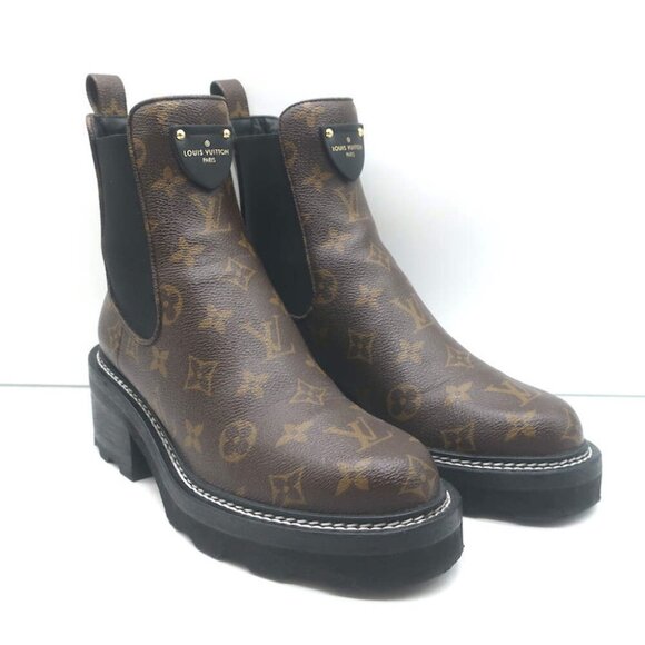 Louis Vuitton LV Beaubourg Ankle Boots Brown Monogram Canvas Size 38 - Picture 1 of 14